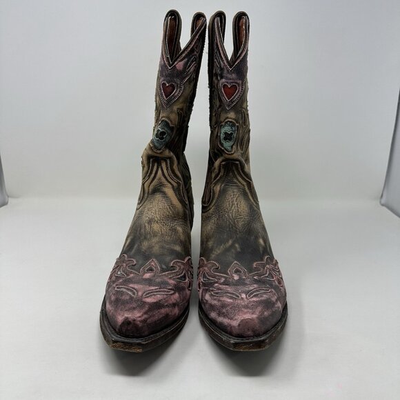 Dan Post Vintage Bluebird Snip Toe Leather Boots Size 10 Western Cowgirl - Picture 4 of 12